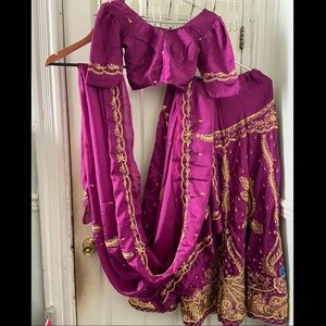 Purple Indian wedding lehenga choli w gold work